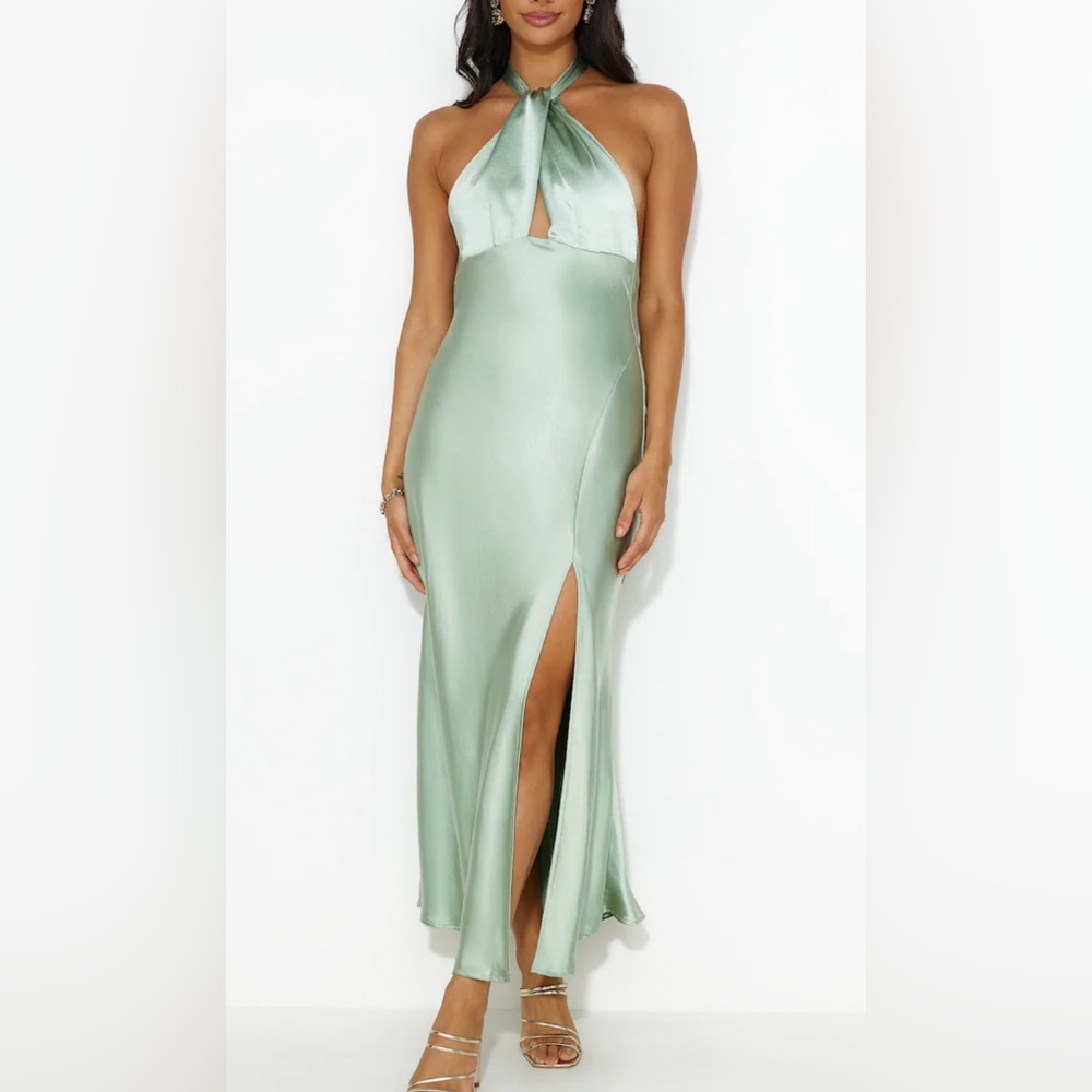 Elegant Mint Green Satin Dress